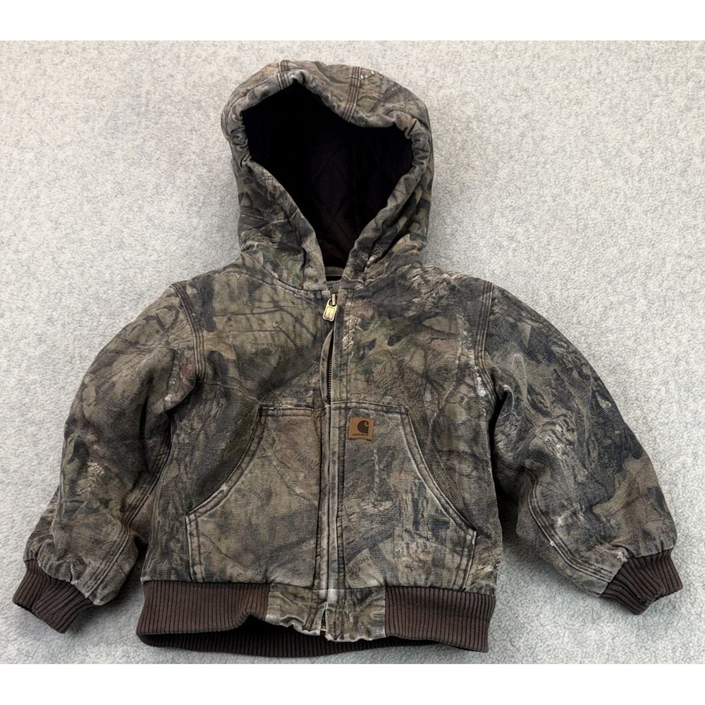 Carhartt Baby Hooded Jacket Multicolor Long Sleeve Full Zip Real Tree Camo 3T
